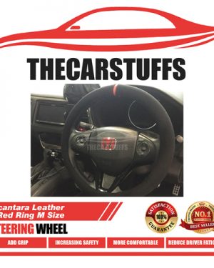 Alcantara Leather + Red Ring M Size Steering Wheel Cover