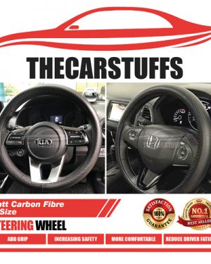 Matt Carbon Fibre Full Black Steering Wheel Cover